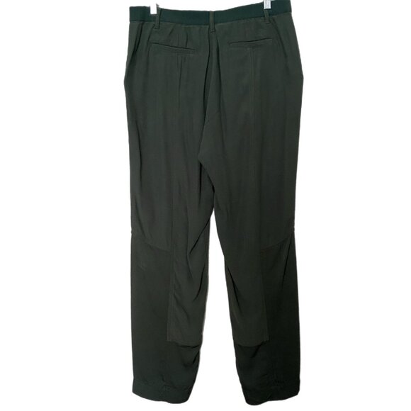 Per Se By Carlisle Women's Olive Green Gold Zip Pockets Satin Trim Pants Size 6 - Picture 6 of 6